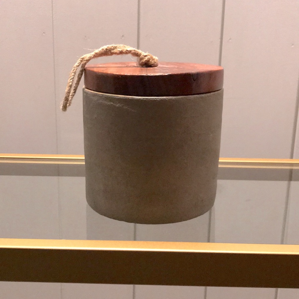 Charming Carved wood jar with rope tied lid